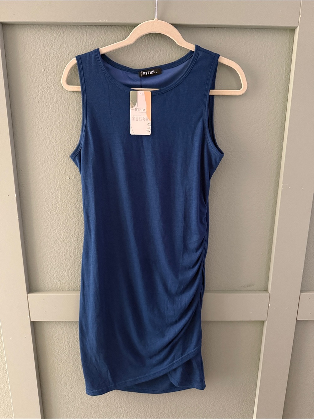BTFBM Sleeveless Ruched Midi Dress - Blue - Medium - NWT
